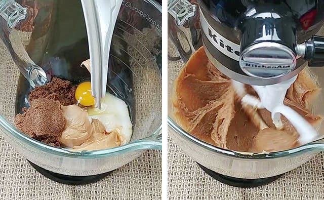 Mixing sugars, spices, butter, and egg 